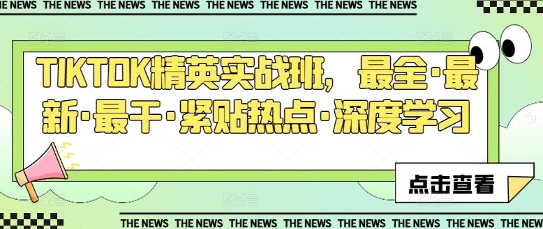 TIKTOK精英实战班，最全·最新·最干·紧贴热点·深度学习-86资源库