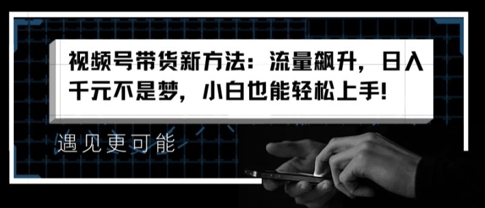 视频号带货新方法：流量飙升，日入千元不是梦，小白也能轻松上手【揭秘】-86资源库