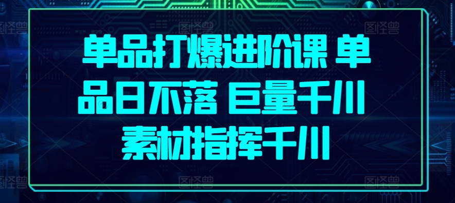 单品打爆进阶课 单品日不落 巨量千川 素材指挥千川-86资源库