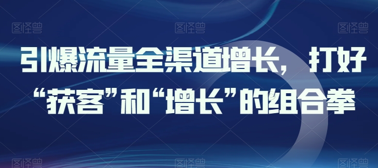 引爆流量全渠道增长，打好“获客”和“增长”的组合拳-86资源库