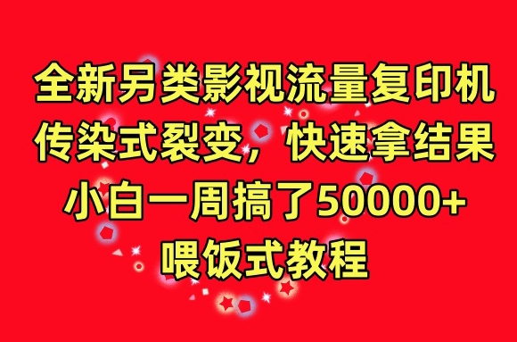全新另类影视流量复印机，传染式裂变，快速拿结果，小白一周搞了50000+，喂饭式教程【揭秘】-86资源库