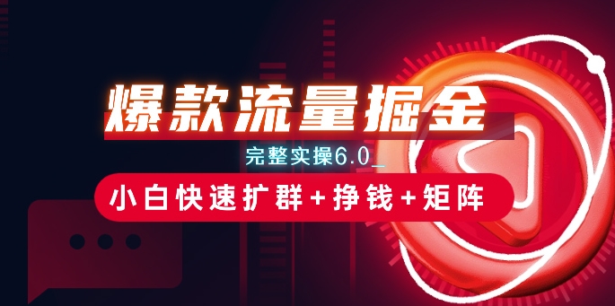 爆款流量掘金_完整实操6.0_小白快速扩群+挣钱+矩阵思路【揭秘】-86资源库