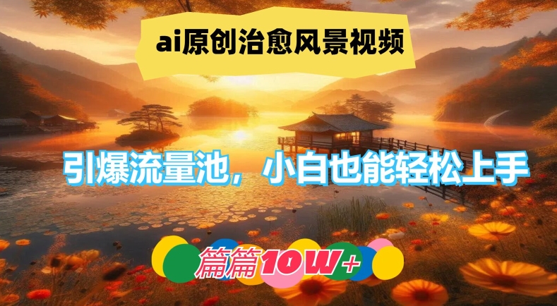 ai原创治愈风景视频，引爆流量池，小白也能轻松上手，篇篇10w+【揭秘】-86资源库