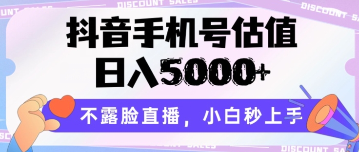 抖音手机号估值，日入5000+，不露脸直播，小白秒上手【揭秘】-86资源库