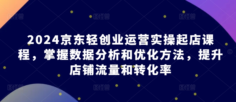 2024京东轻创业运营实操起店课程，掌握数据分析和优化方法，提升店铺流量和转化率-86资源库