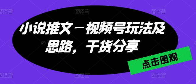 小说推文—视频号玩法及思路，干货分享-86资源库