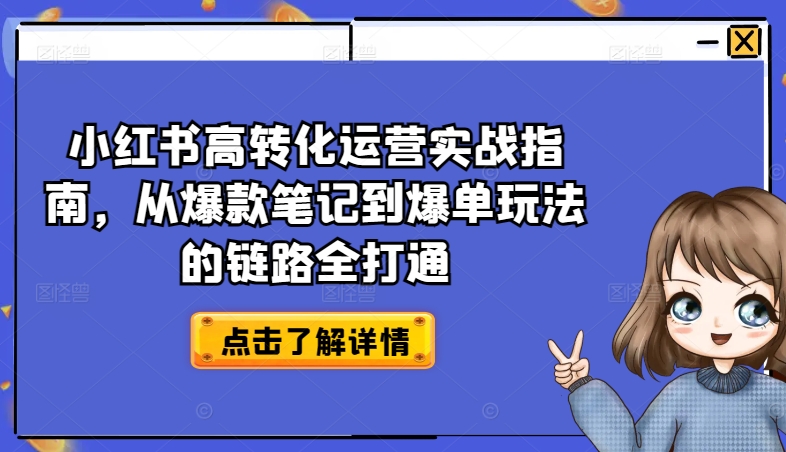 小红书高转化运营实战指南，从爆款笔记到爆单玩法的链路全打通-86资源库