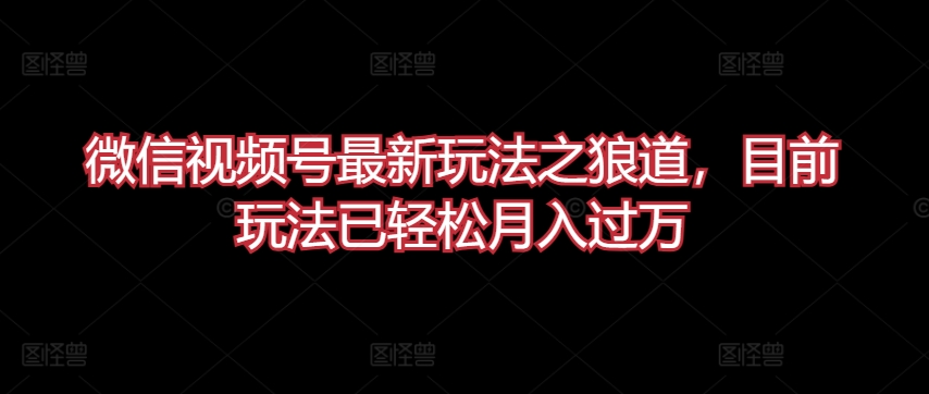 微信视频号最新玩法之狼道，目前玩法已轻松月入过万【揭秘】-86资源库