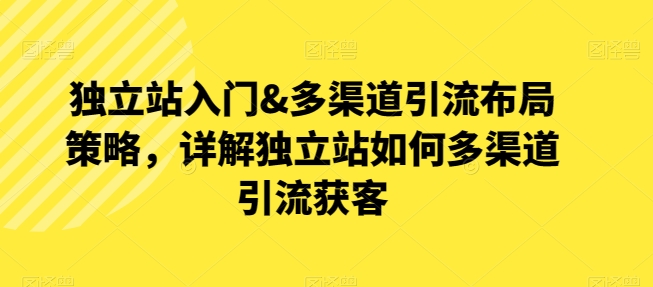 独立站入门&多渠道引流布局策略，详解独立站如何多渠道引流获客-86资源库