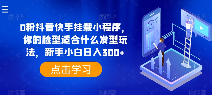0粉抖音快手挂载小程序，你的脸型适合什么发型玩法，新手小白日入300+【揭秘】-86资源库