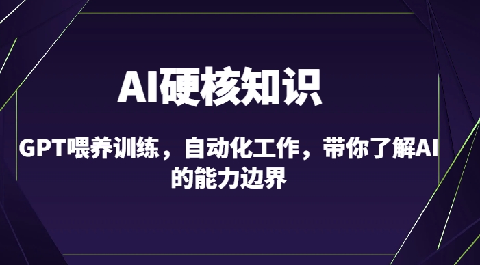 AI硬核知识-GPT喂养训练，自动化工作，带你了解AI的能力边界（10节课）-86资源库