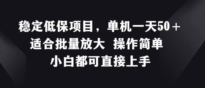 稳定低保项目，单机一天50+适合批量放大 操作简单 小白都可直接上手【揭秘】-86资源库