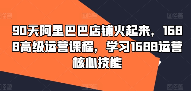 90天阿里巴巴店铺火起来，1688高级运营课程，学习1688运营核心技能-86资源库