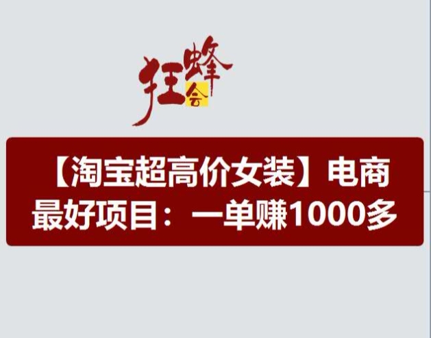 淘宝超高价女装项目，电商最好赛道，一单赚1000多-86资源库