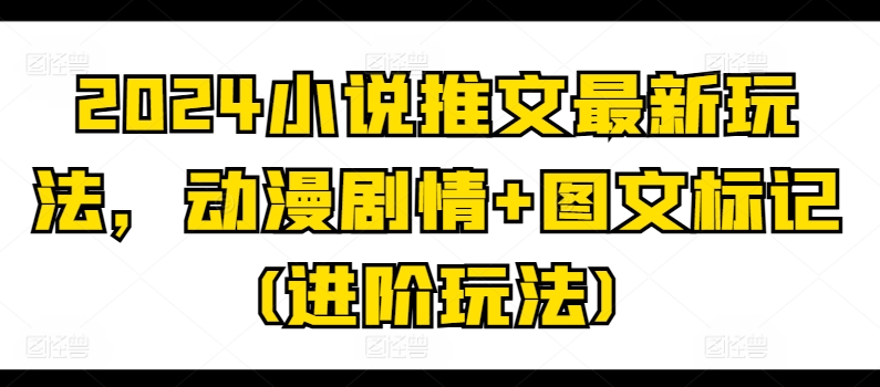 2024小说推文最新玩法，动漫剧情+图文标记(进阶玩法)-86资源库