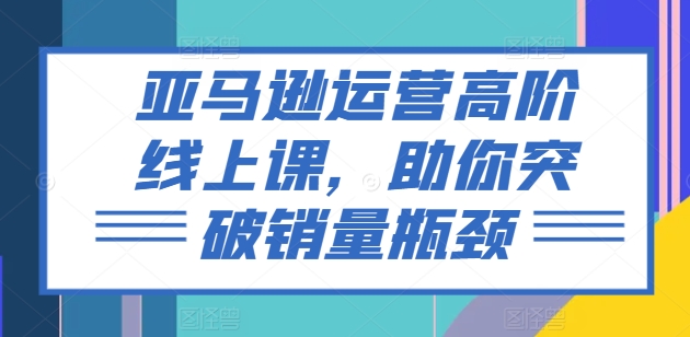 亚马逊运营高阶线上课，助你突破销量瓶颈-86资源库