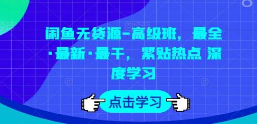 闲鱼无货源-高级班，最全·最新·最干，紧贴热点 深度学习-86资源库