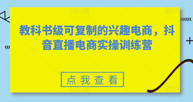 教科书级可复制的兴趣电商，抖音直播电商实操训练营-86资源库
