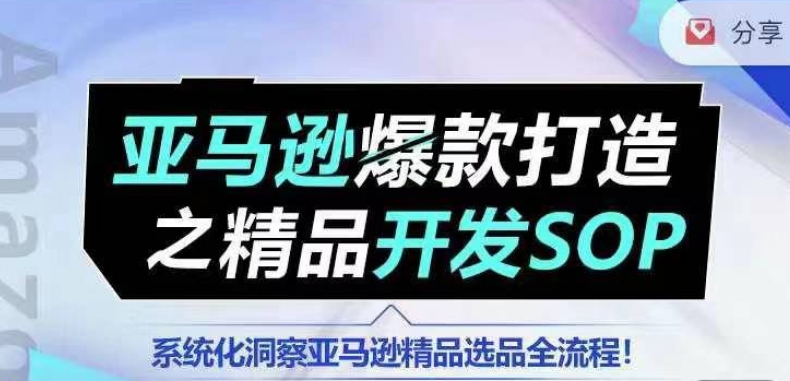 【训练营】亚马逊爆款打造之精品开发SOP，系统化洞察亚马逊精品选品全流程-86资源库