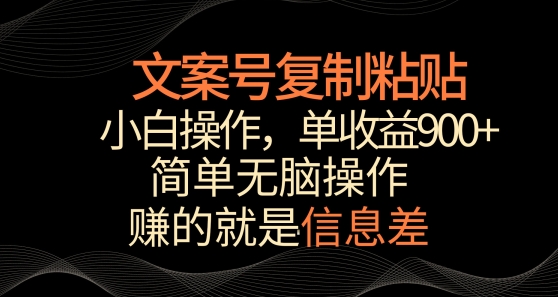 文案号掘金，简单复制粘贴，小白操作，单作品收益900+【揭秘】-86资源库