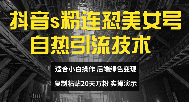 抖音s粉连怼美女号自热引流技术复制粘贴，20天万粉账号，无需实名制，矩阵操作【揭秘】-86资源库