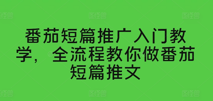 番茄短篇推广入门教学，全流程教你做番茄短篇推文-86资源库