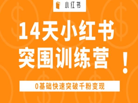 14天小红书突围训练营 ，0基础快速突破千粉变现-86资源库