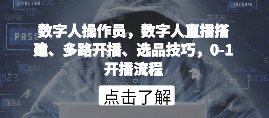 数字人操作员，数字人直播搭建、多路开播、选品技巧，0-1开播流程-86资源库