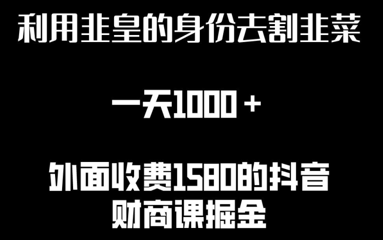 利用非皇的身份去割韭菜，一天1000+(附详细资源)【揭秘】-86资源库