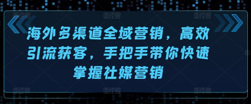 海外多渠道全域营销，高效引流获客，手把手带你快速掌握社媒营销-86资源库