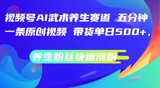 视频号AI武术养生赛道，五分钟一条原创视频，带货单日几张，养生粉丝快速涨粉【揭秘】-86资源库