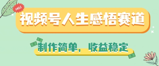 视频号人生感悟赛道，制作简单，收益稳定【揭秘】-86资源库