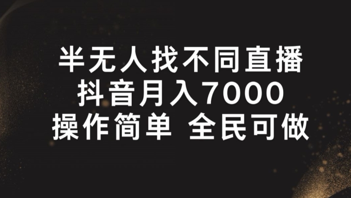 半无人找不同直播，月入7000+，操作简单 全民可做【揭秘】-86资源库