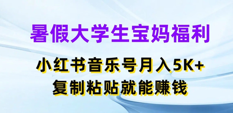 暑假大学生宝妈福利，小红书音乐号月入5000+，复制粘贴就能赚钱【揭秘】-86资源库