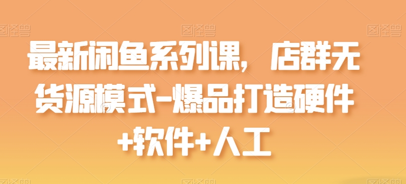 最新闲鱼系列课，店群无货源模式-爆品打造硬件+软件+人工-86资源库