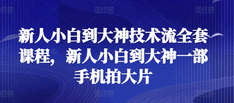新人小白到大神技术流全套课程，新人小白到大神一部手机拍大片-86资源库