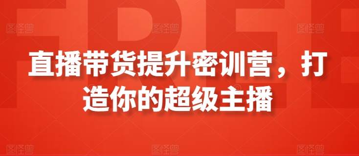 直播带货提升密训营，打造你的超级主播-86资源库