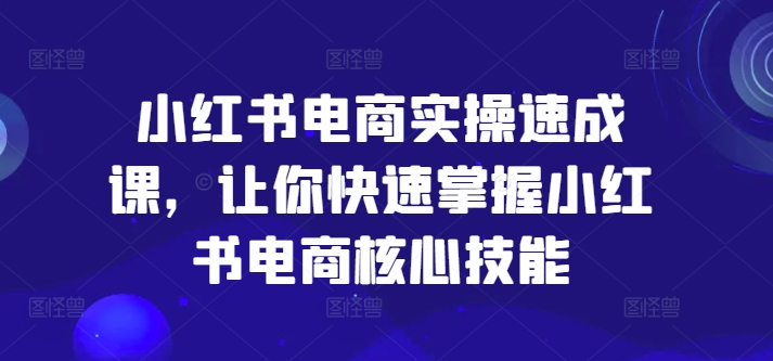 小红书电商实操速成课，让你快速掌握小红书电商核心技能-86资源库