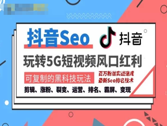 抖音SEO引流培训课程-抓住抖音风口，实现搜索排名，获取精准流量，快速成交变现-86资源库