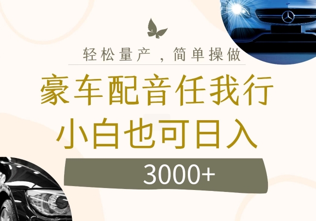 不为人知的暴力小项目，豪车配音，日入几张【揭秘】-86资源库