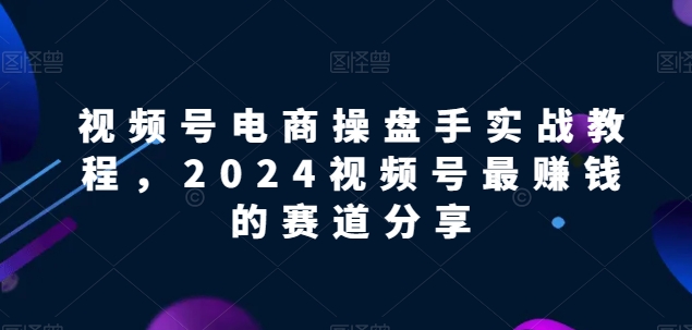 视频号电商实战教程，2024视频号最赚钱的赛道分享-86资源库