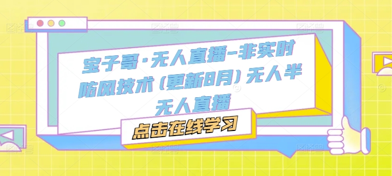 宝子哥·无人直播-非实时防风技术(更新8月)无人半无人直播-86资源库