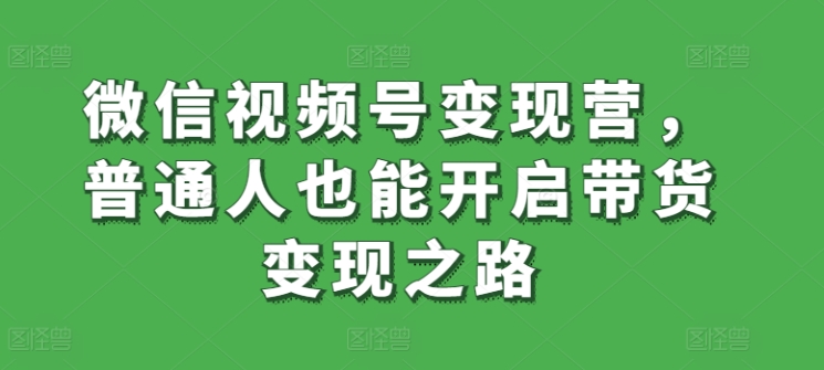 微信视频号变现营，普通人也能开启带货变现之路-86资源库
