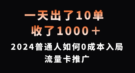 一天出了10单，收了1000+，2024普通人如何0成本入局流量卡推广【揭秘】-86资源库