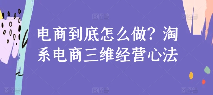 电商到底怎么做？淘系电商三维经营心法-86资源库