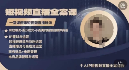 高品质IP短视频直播全案课程，一堂课俯瞰短视频直播玩法-86资源库