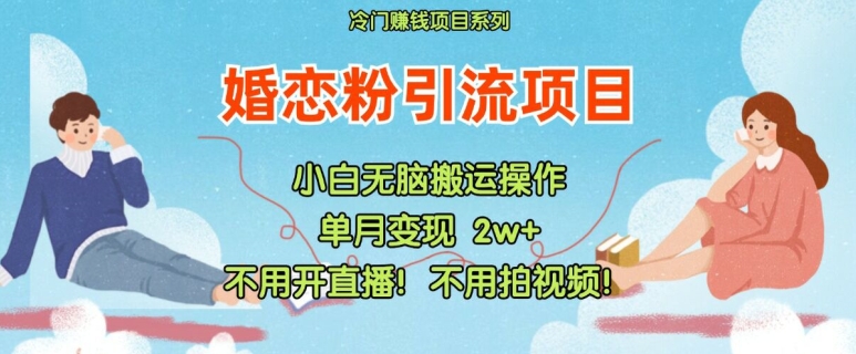 小红书婚恋粉引流，不用开直播，不用拍视频，不用做交付【揭秘】-86资源库