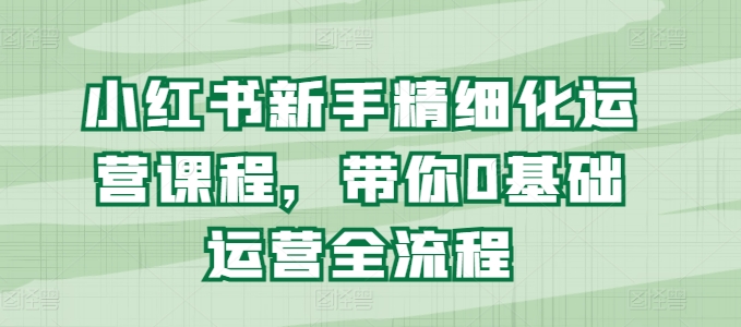 小红书新手精细化运营课程，带你0基础运营全流程-86资源库