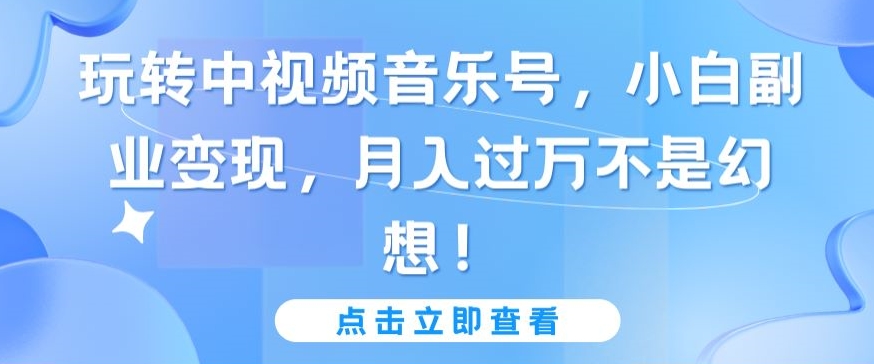 玩转中视频音乐号，小白副业变现，月入过万不是幻想【揭秘】-86资源库