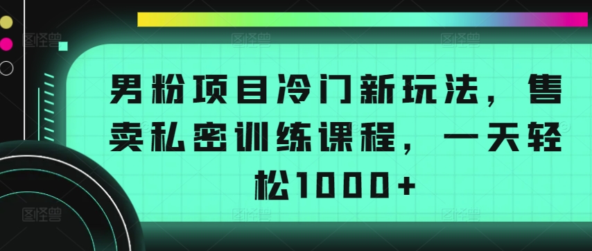 男粉项目冷门新玩法，售卖私密训练课程，一天轻松1000+【揭秘】-86资源库